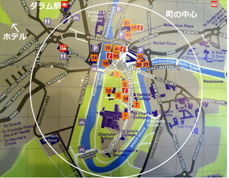 ダラムの市内地図