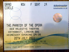 オペラ座の怪人のチケット